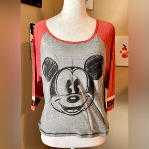 Disney Red and Gray Mickey Mouse Short Sleeve Tee